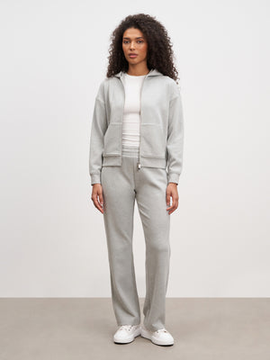 Womens Knitted Straight Leg Jogger in Marl Grey