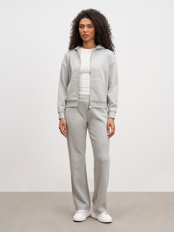 Womens Knitted Straight Leg Jogger in Marl Grey