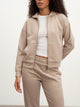 Womens Knitted Relaxed Zip Hoodie in Stone