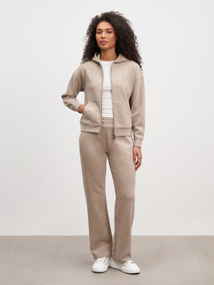 Womens Knitted Straight Leg Jogger in Stone