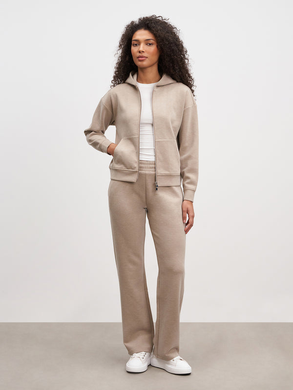 Womens Knitted Straight Leg Jogger in Stone