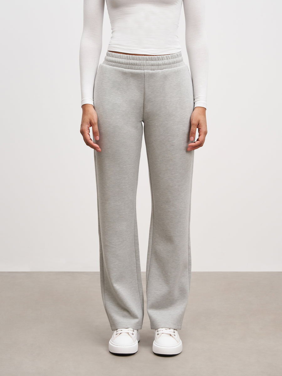 Womens Knitted Straight Leg Jogger in Marl Grey