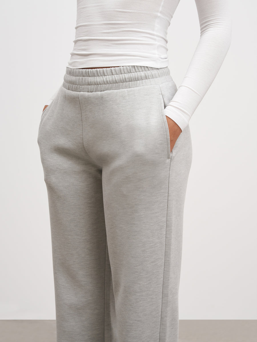 Womens Knitted Straight Leg Jogger in Marl Grey