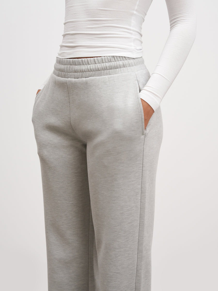 Womens Knitted Straight Leg Jogger in Marl Grey