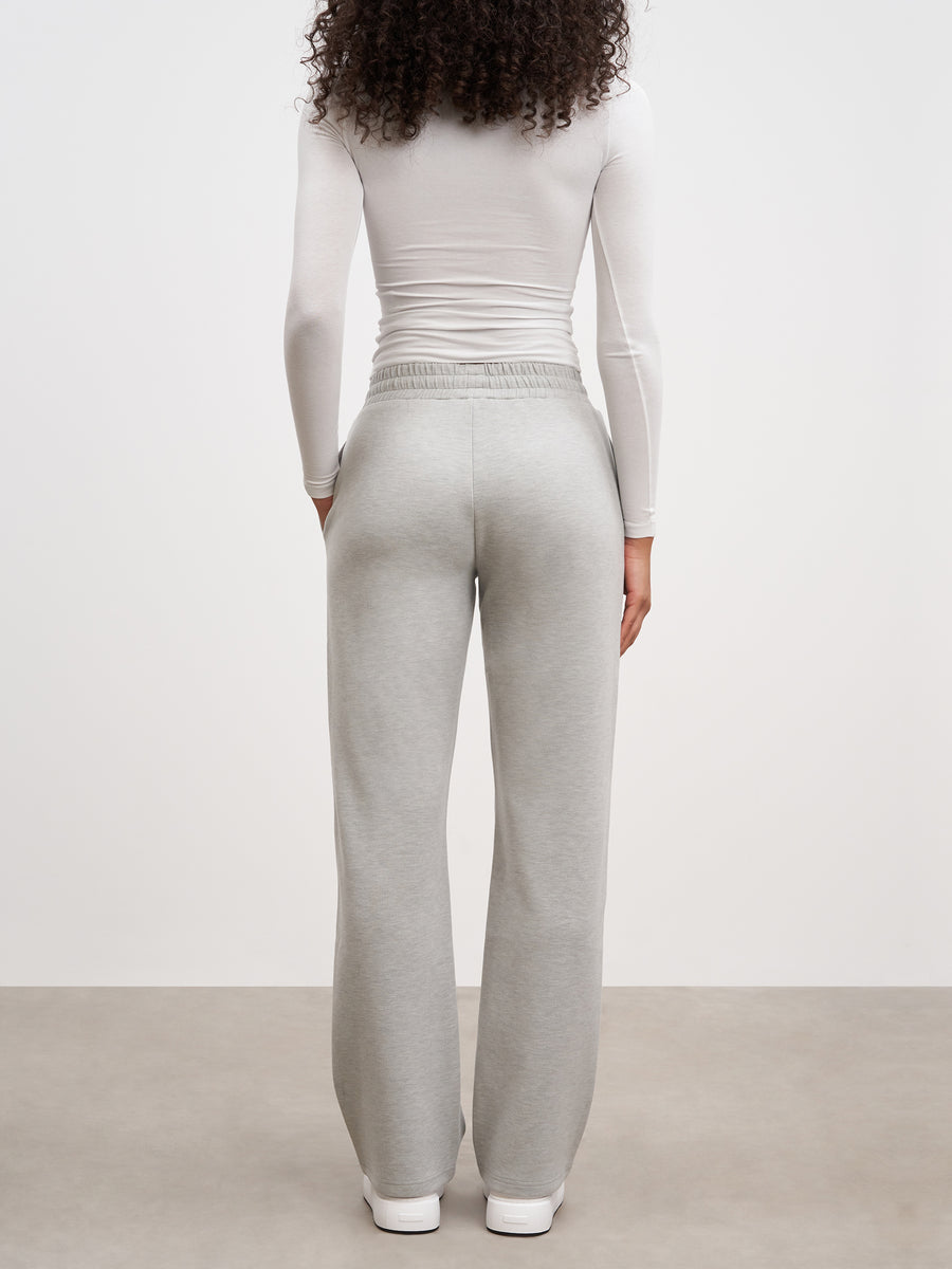 Womens Knitted Straight Leg Jogger in Marl Grey