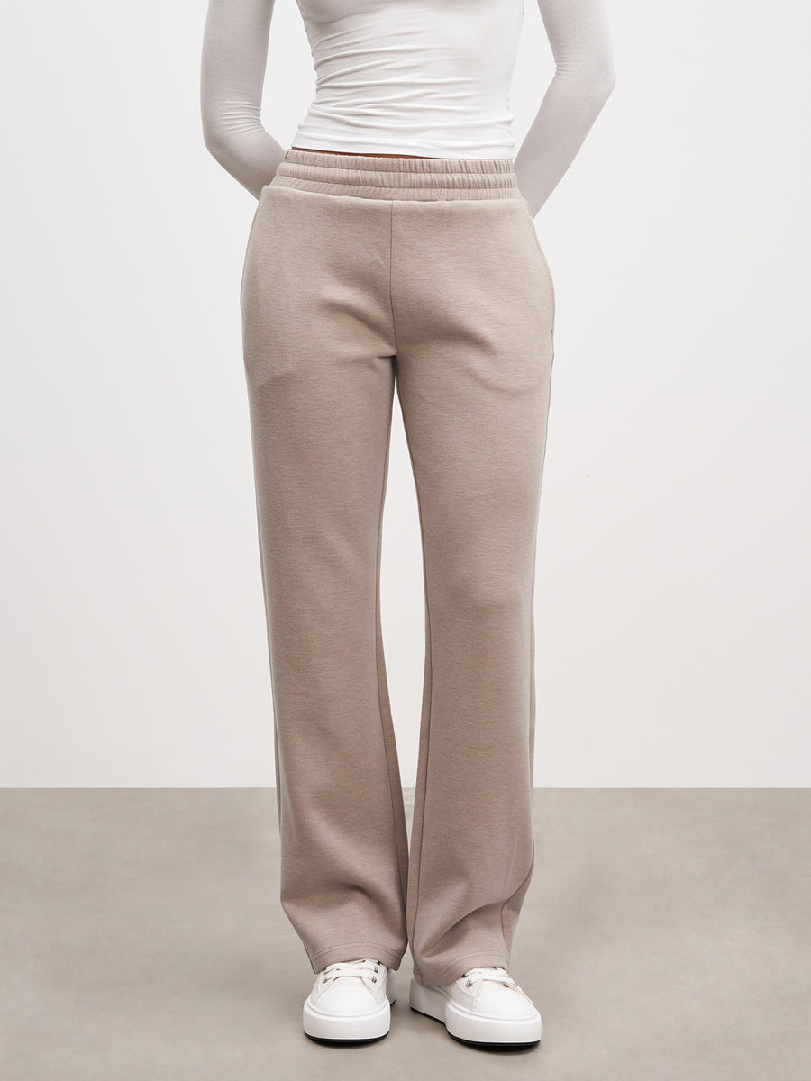 Womens Knitted Straight Leg Jogger in Stone