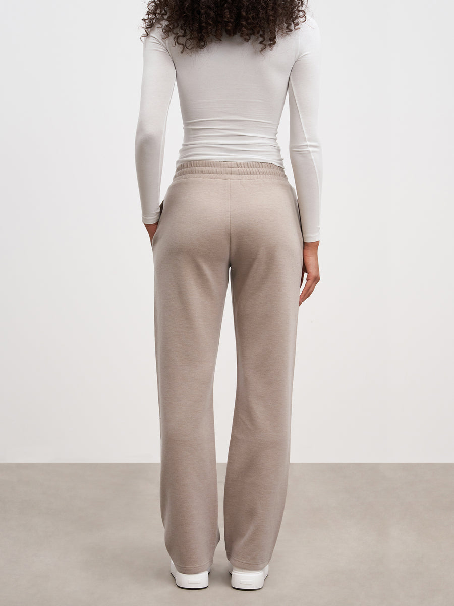 Womens Knitted Straight Leg Jogger in Stone