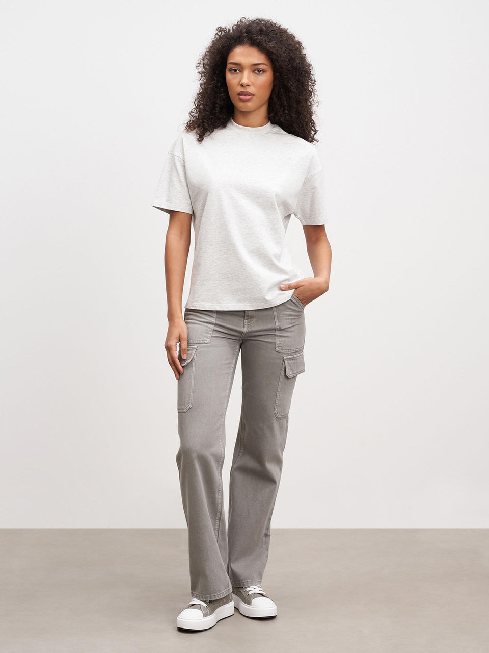 Womens Relaxed T-Shirt in Marl Grey