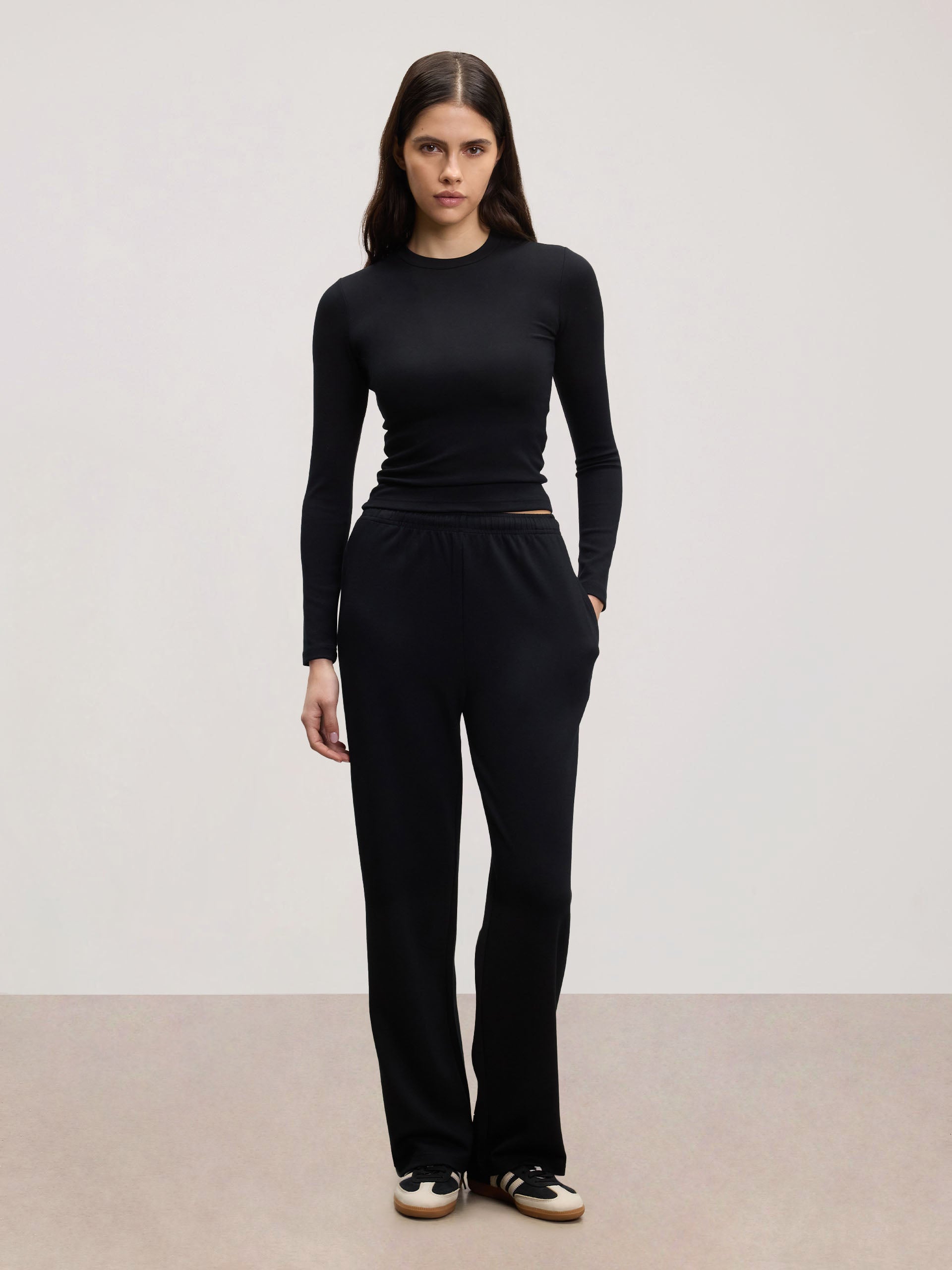 Womens Soft Interlock Jogger in Black