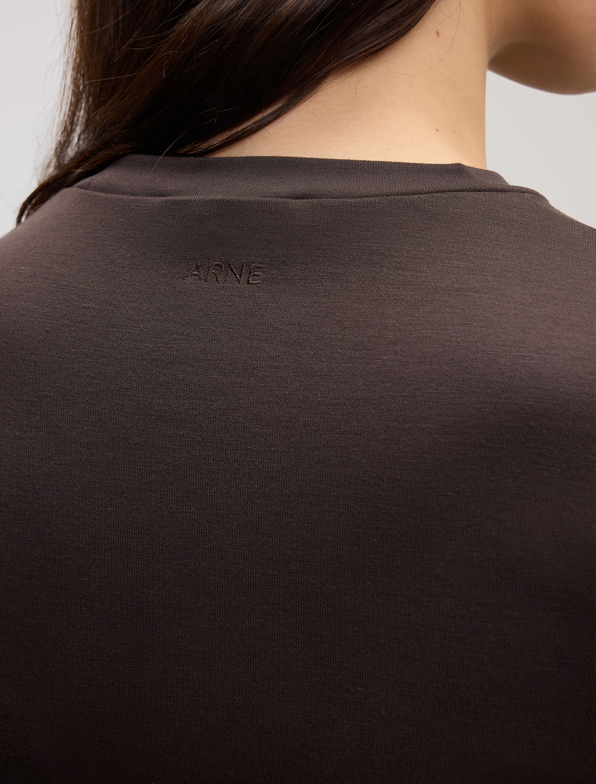 Womens Soft Interlock Long Sleeve Top in Brown