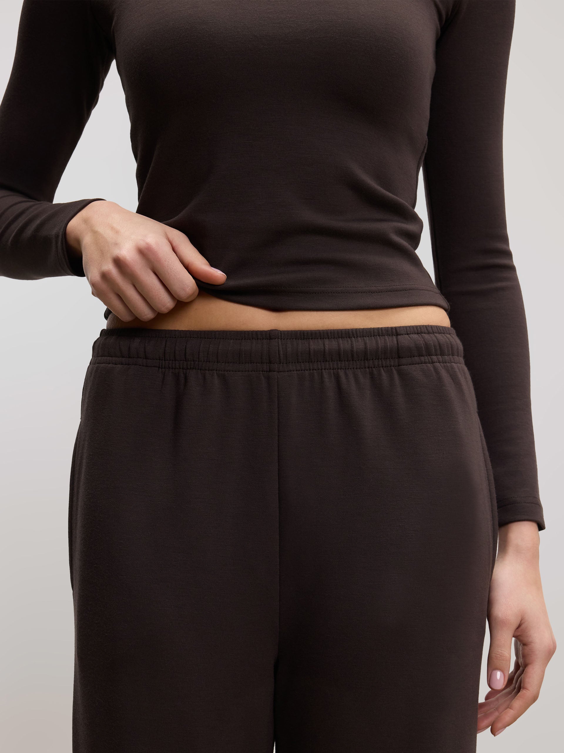 Womens Soft Interlock Jogger in Brown