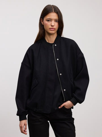 Womens Soft Knitted Bomber Jacket in Black