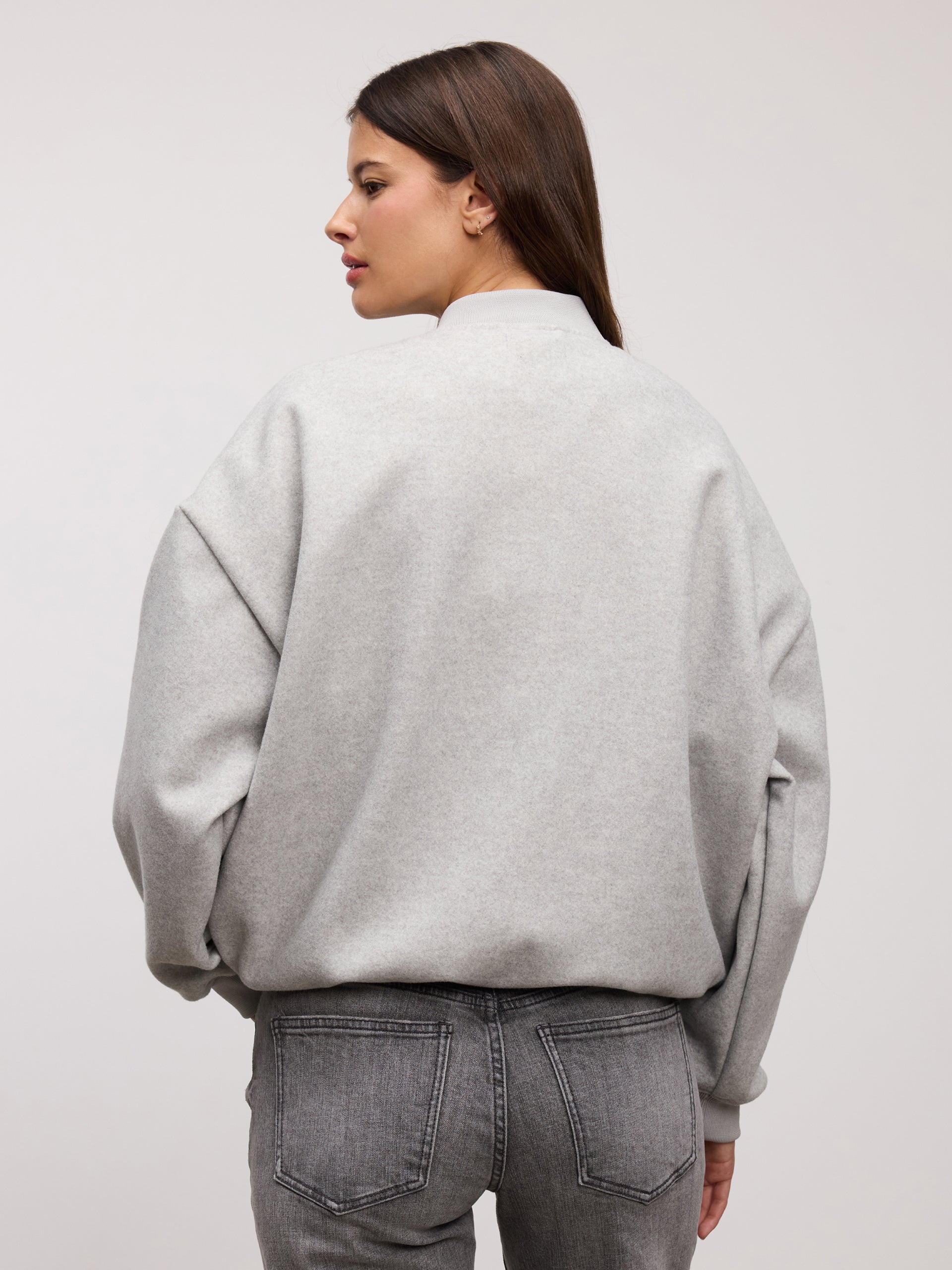 Womens Soft Knitted Bomber Jacket in Grey