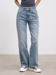 Womens Mid Rise Straight Denim Jean in Mid Blue