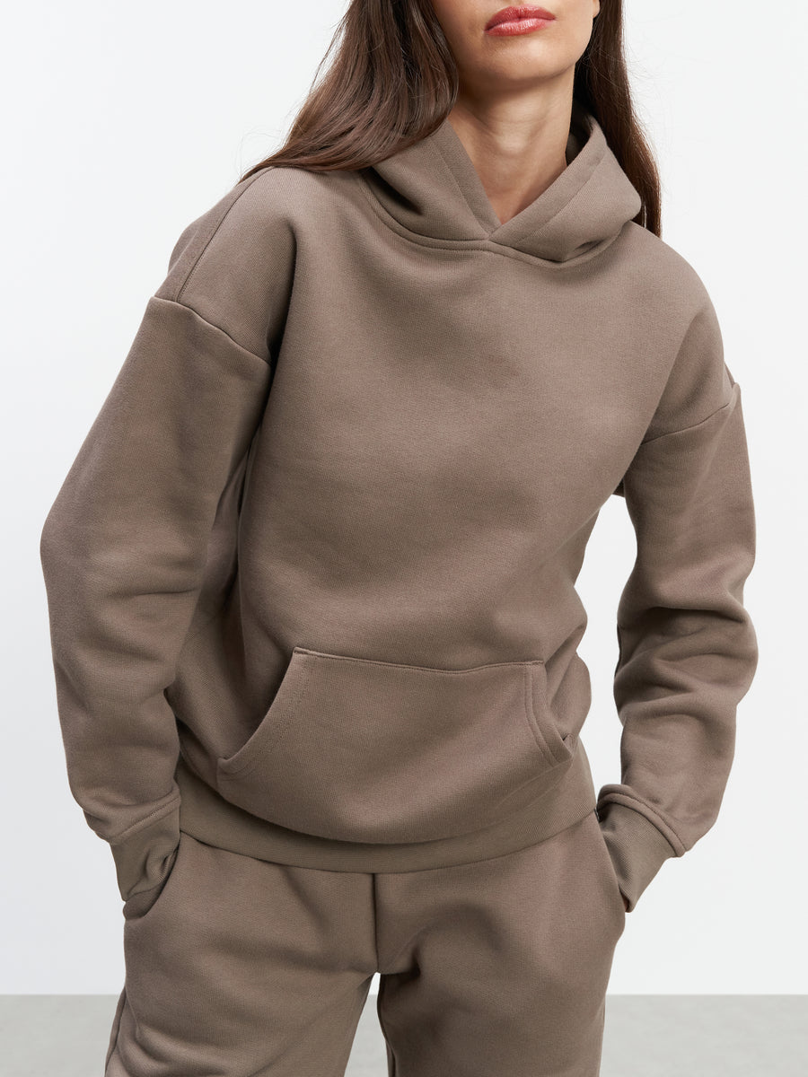 Womens Relaxed Hoodie in Taupe