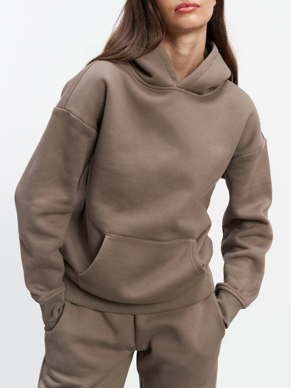 Womens Relaxed Hoodie in Taupe