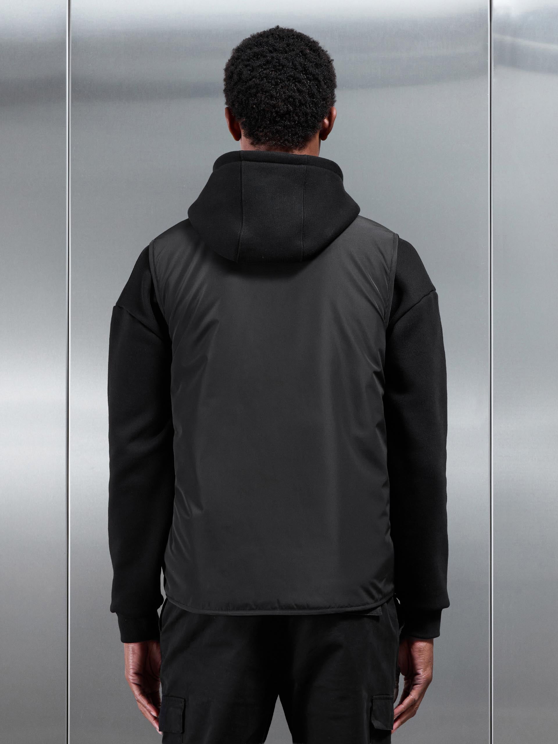 Zip Through Padded Vest in Black