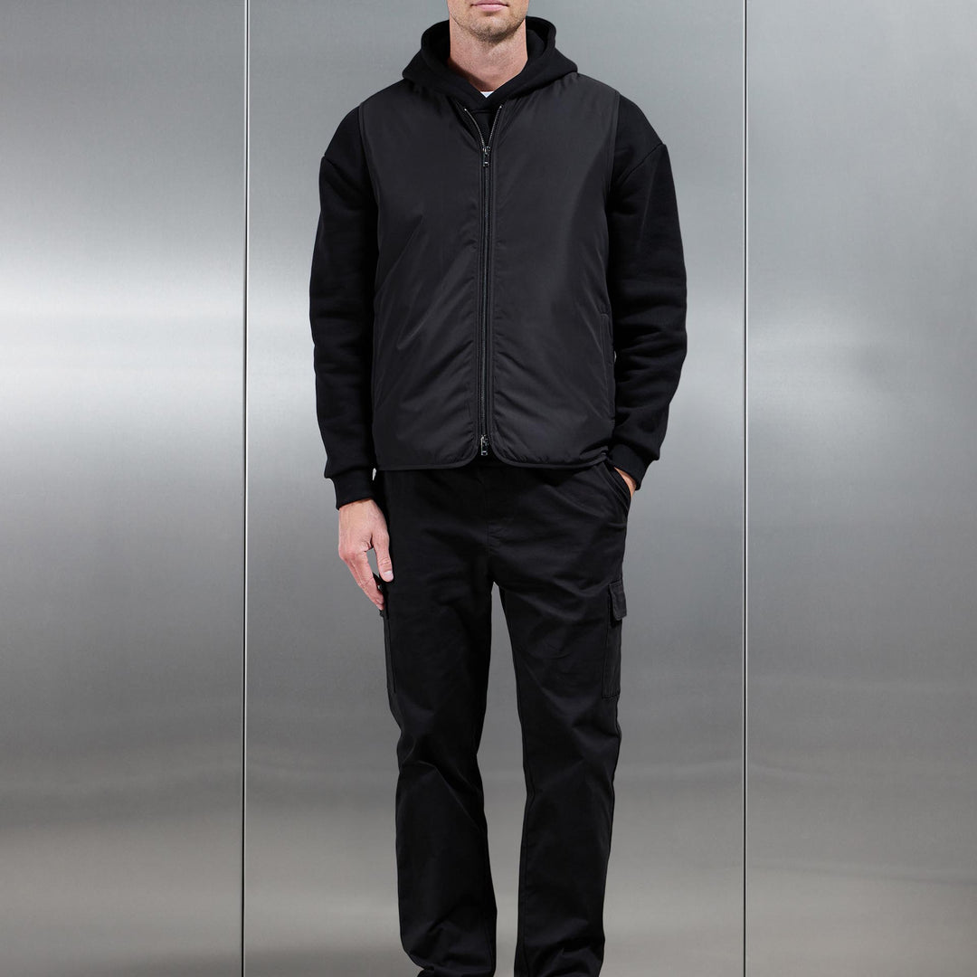 Zip Through Padded Vest in Black