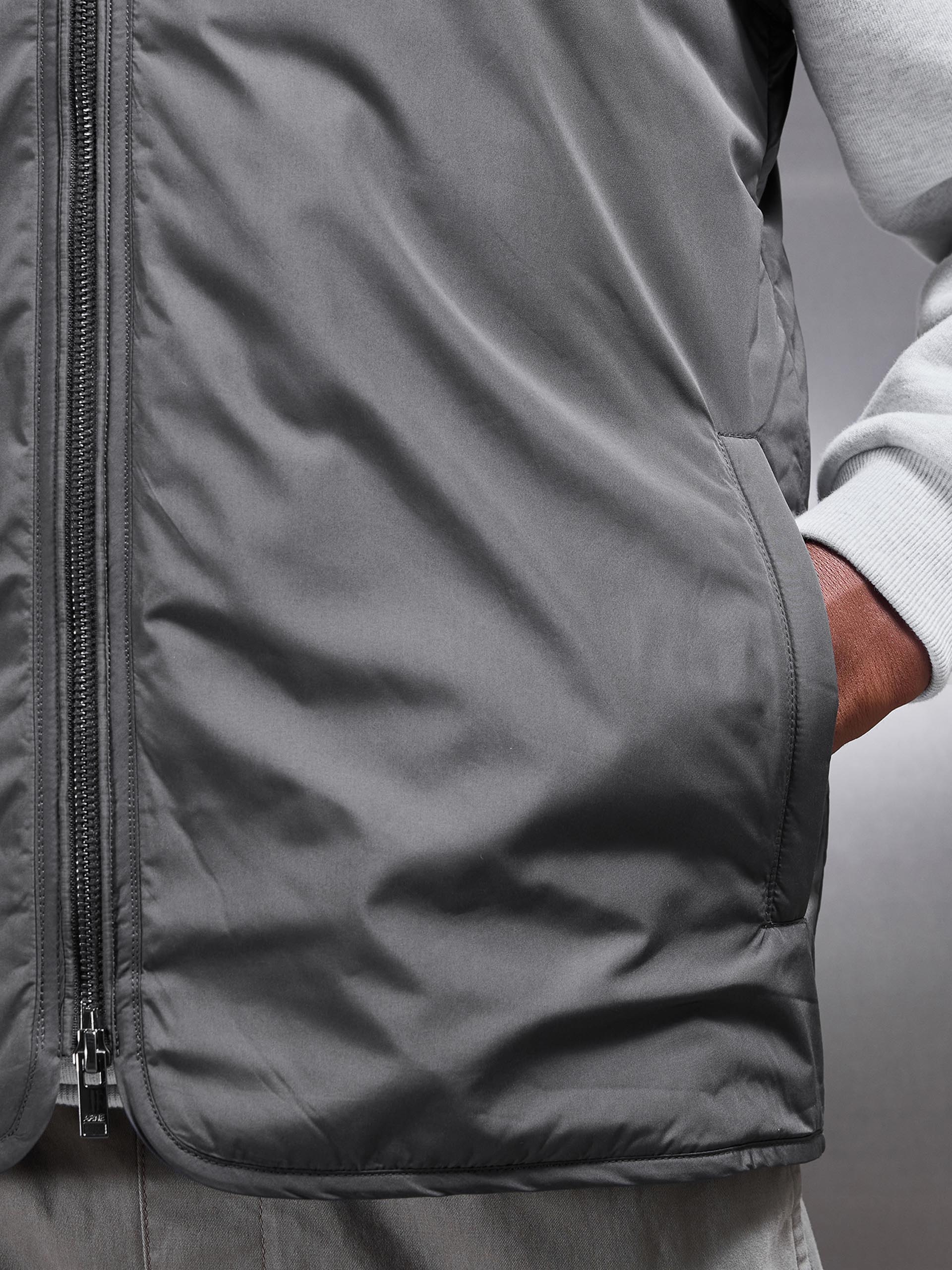 Zip Through Padded Vest in Grey