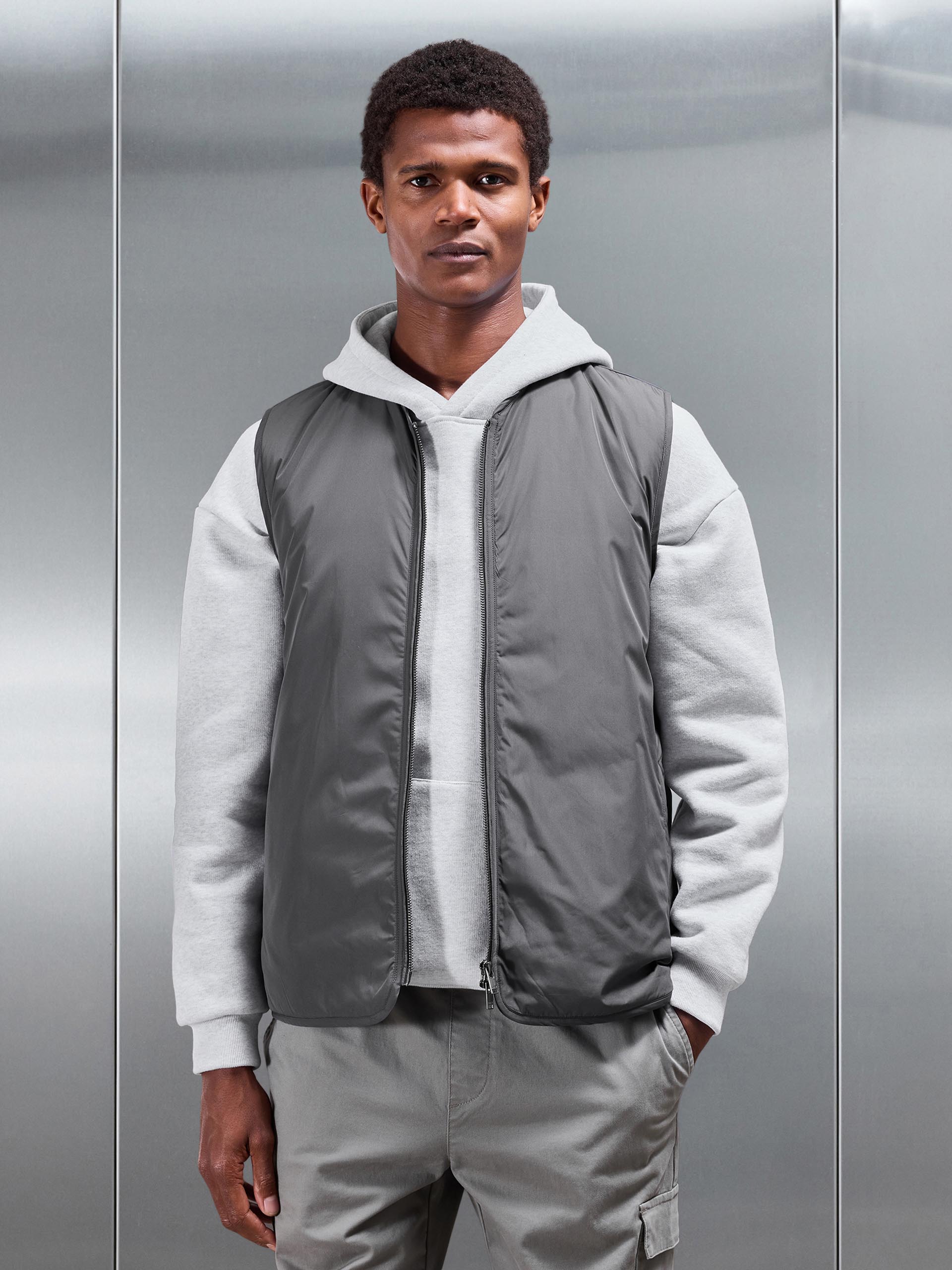 Zip Through Padded Vest in Grey