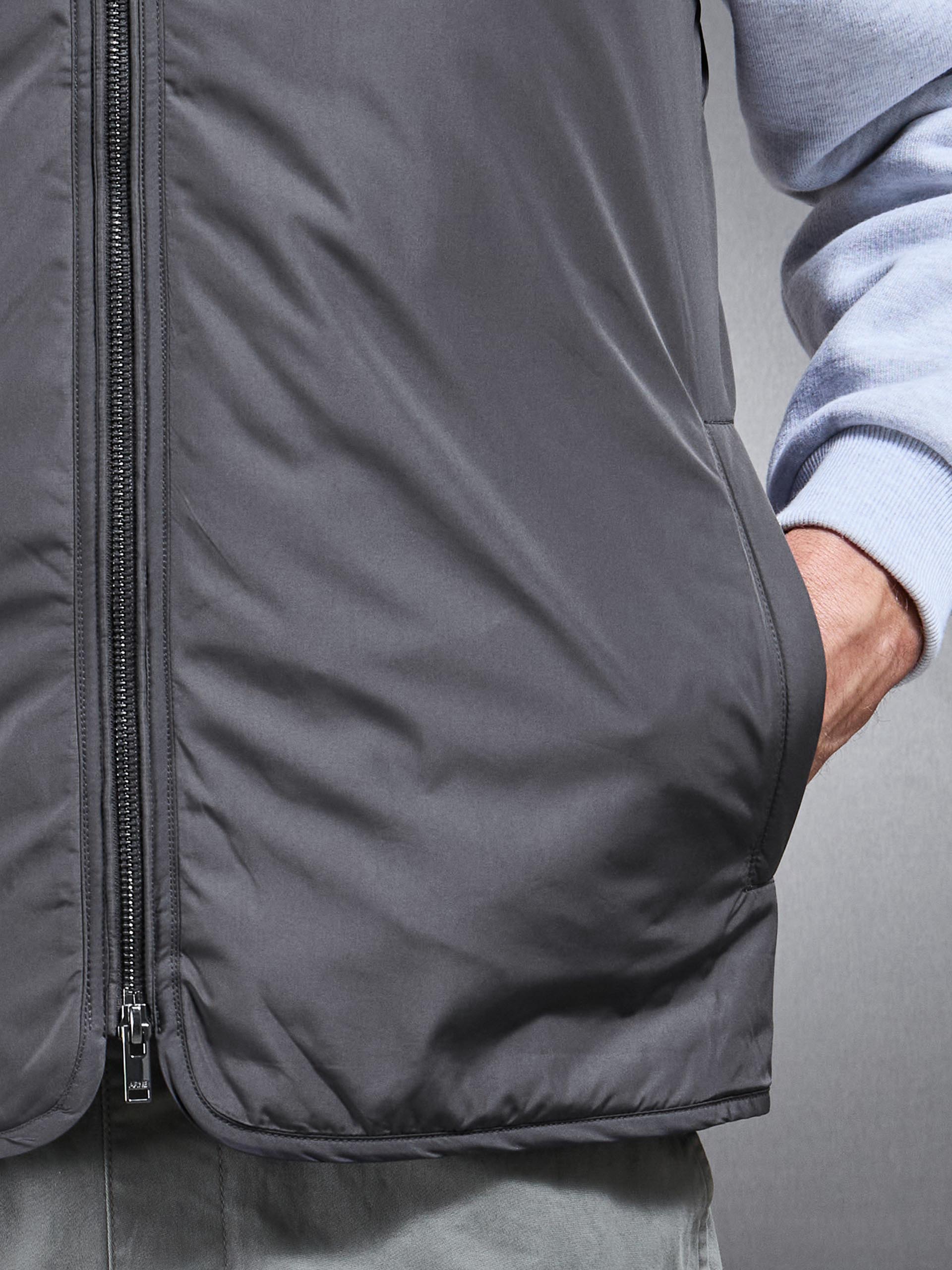 Zip Through Padded Vest in Grey