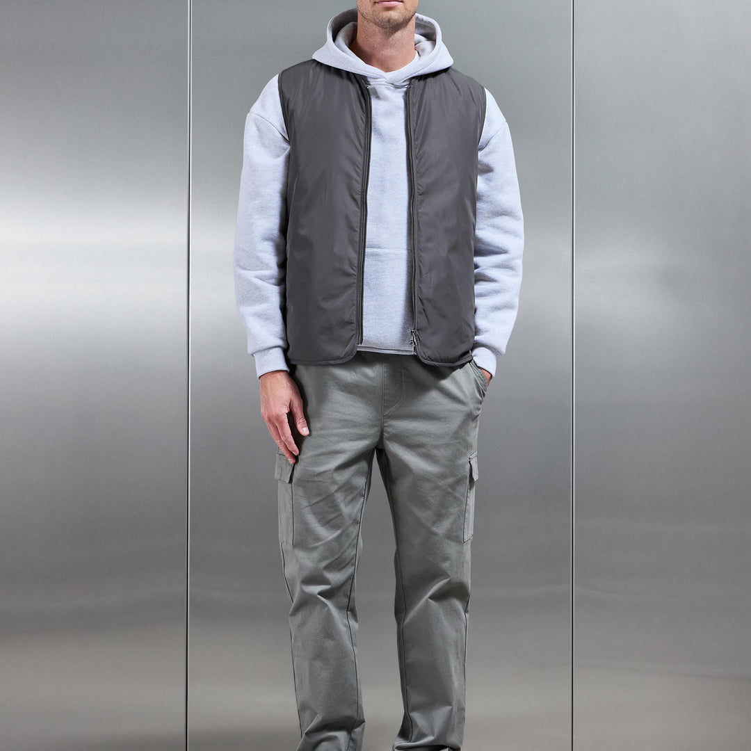 Zip Through Padded Vest in Grey