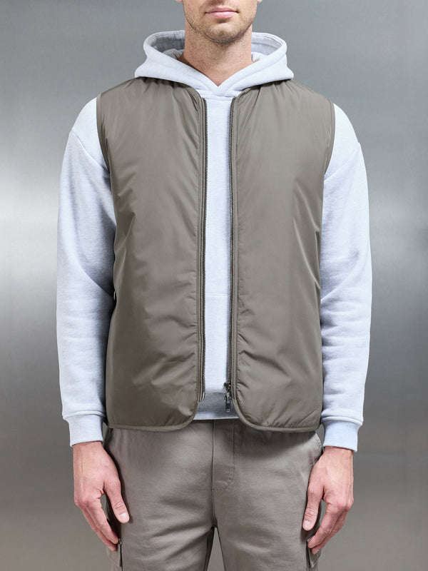 Zip Through Padded Vest in Olive