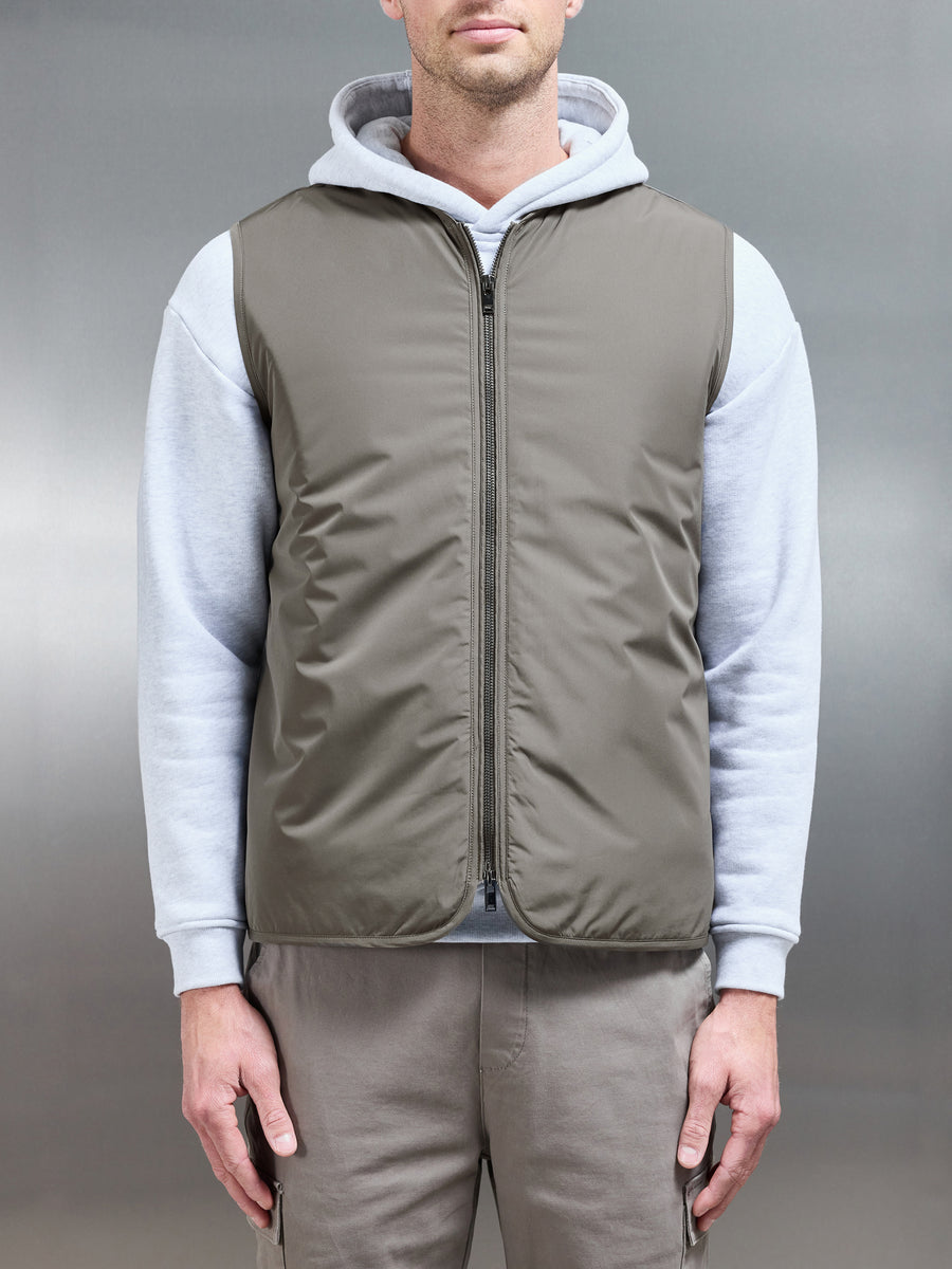 Zip Through Padded Vest in Olive