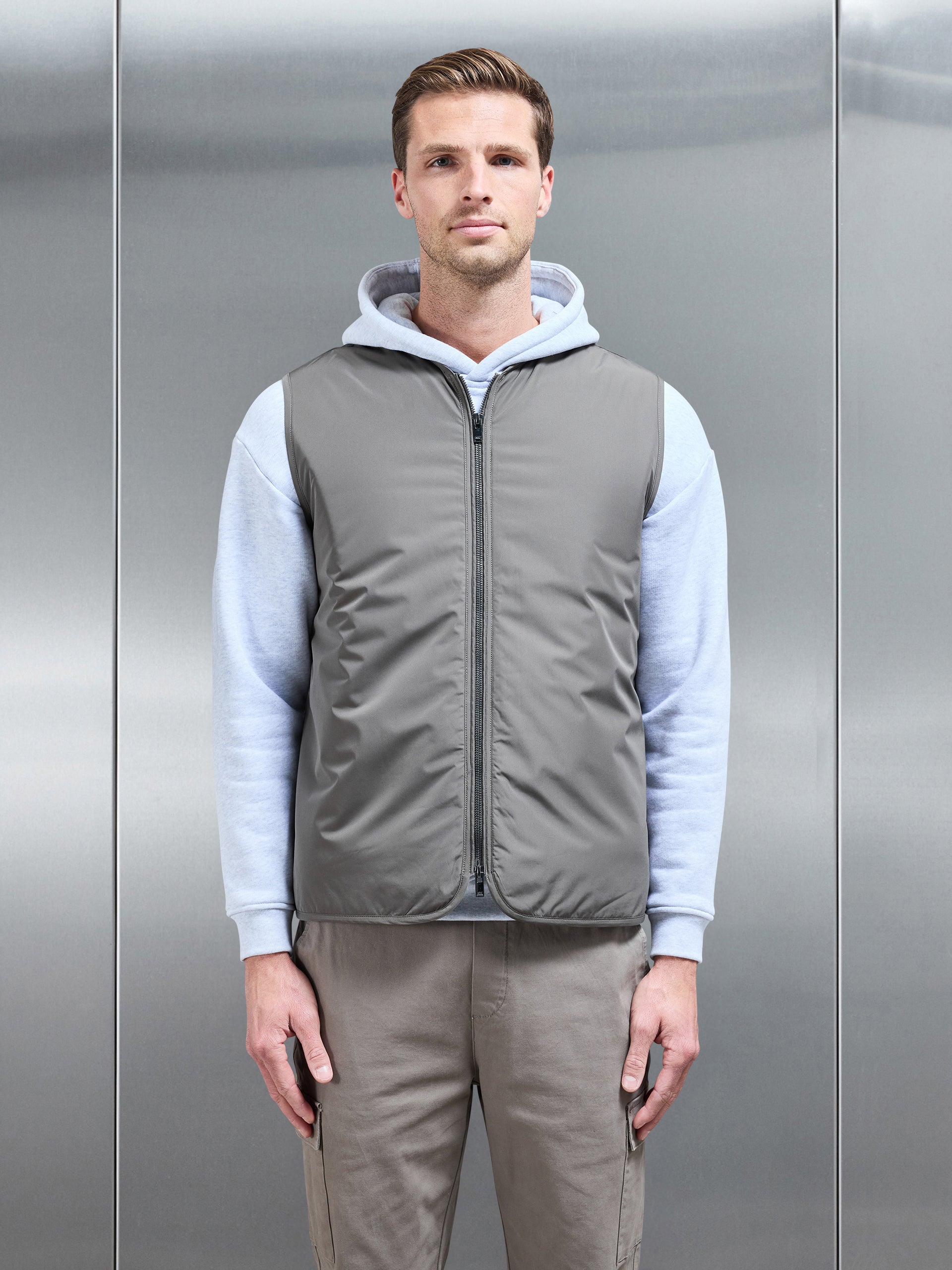 Zip Through Padded Vest in Olive