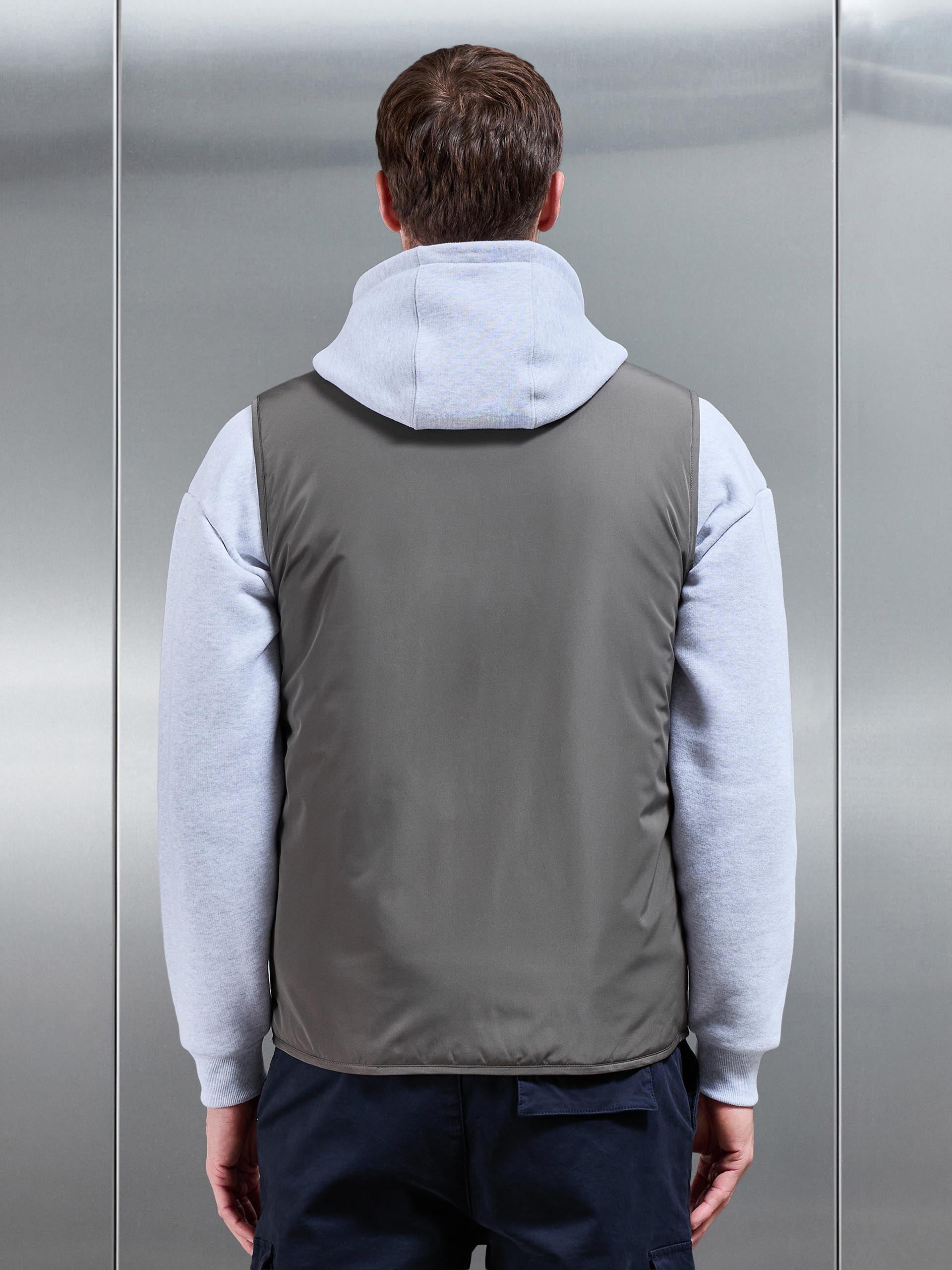 Zip Through Padded Vest in Olive