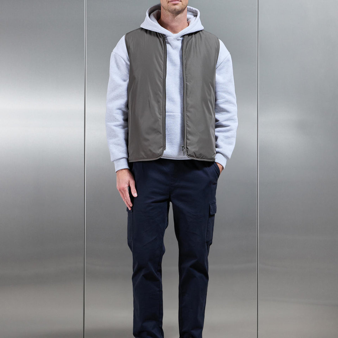 Zip Through Padded Vest in Olive