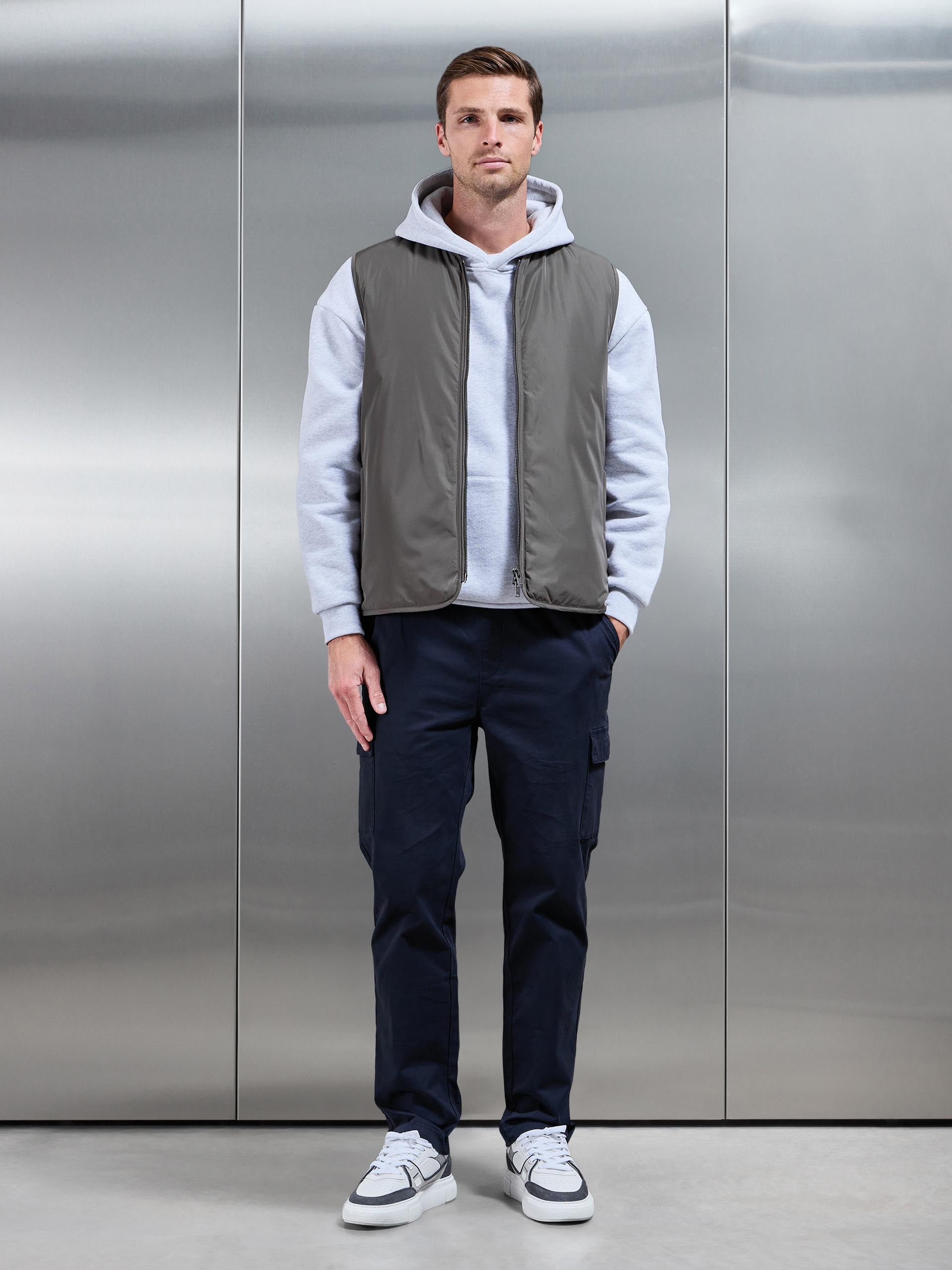 Zip Through Padded Vest in Olive