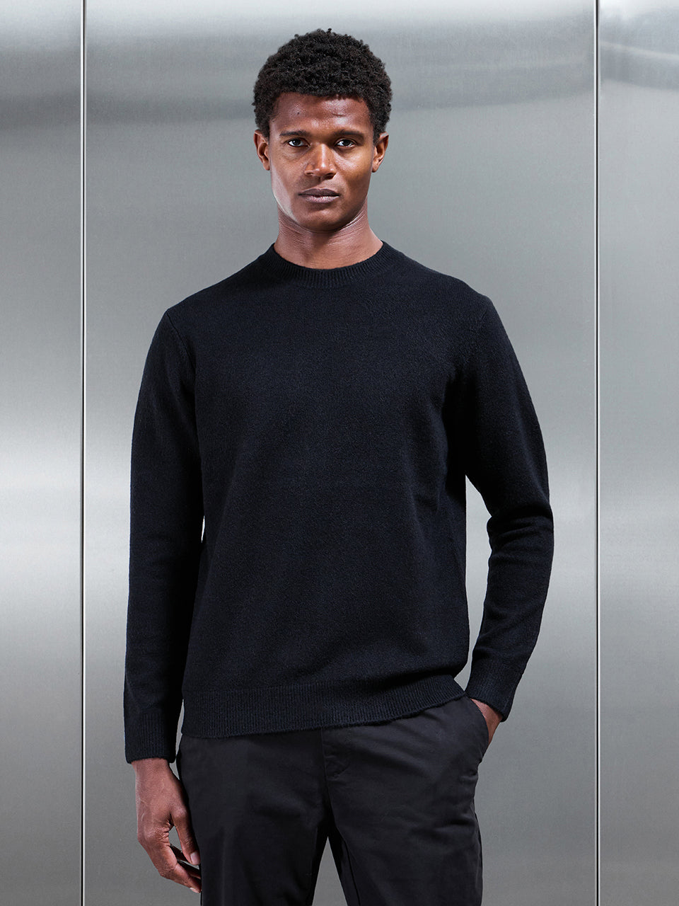 Chunky Wool Sweatshirt in Black