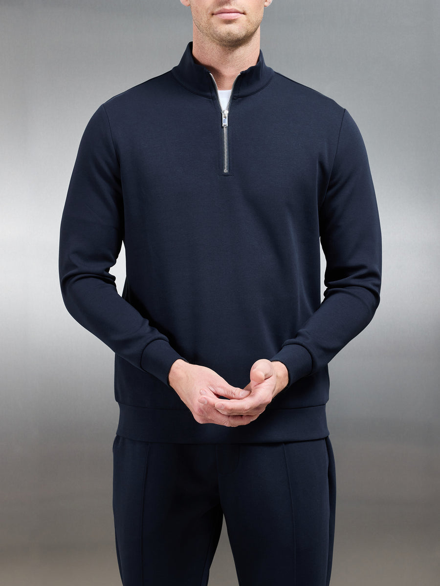 Interlock Jersey Half Zip in Navy