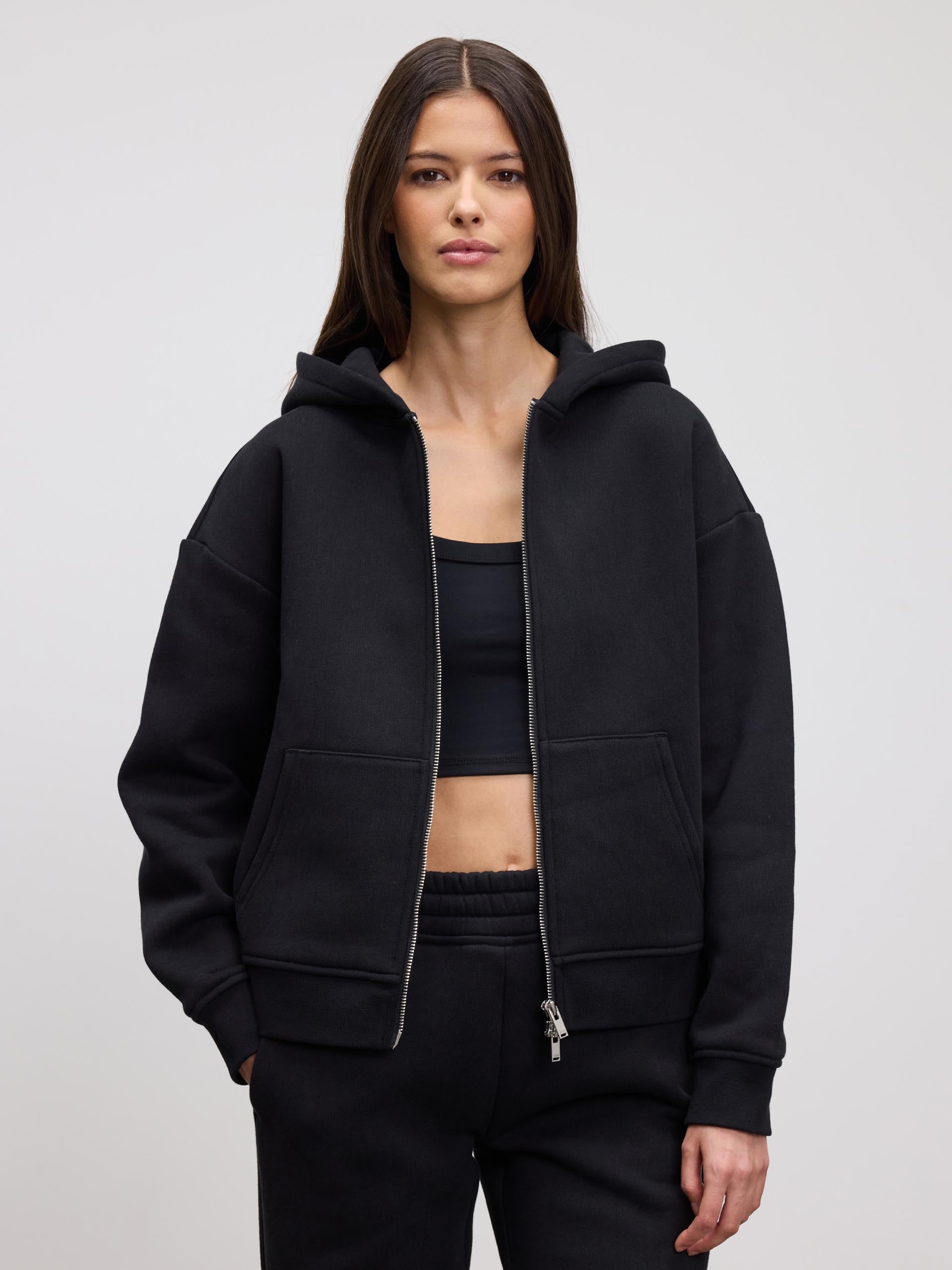Womens Relaxed Zip Hoodie in Black | ARNE AU
