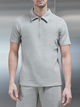 Cavour Textured Zip Polo Shirt in Stone
