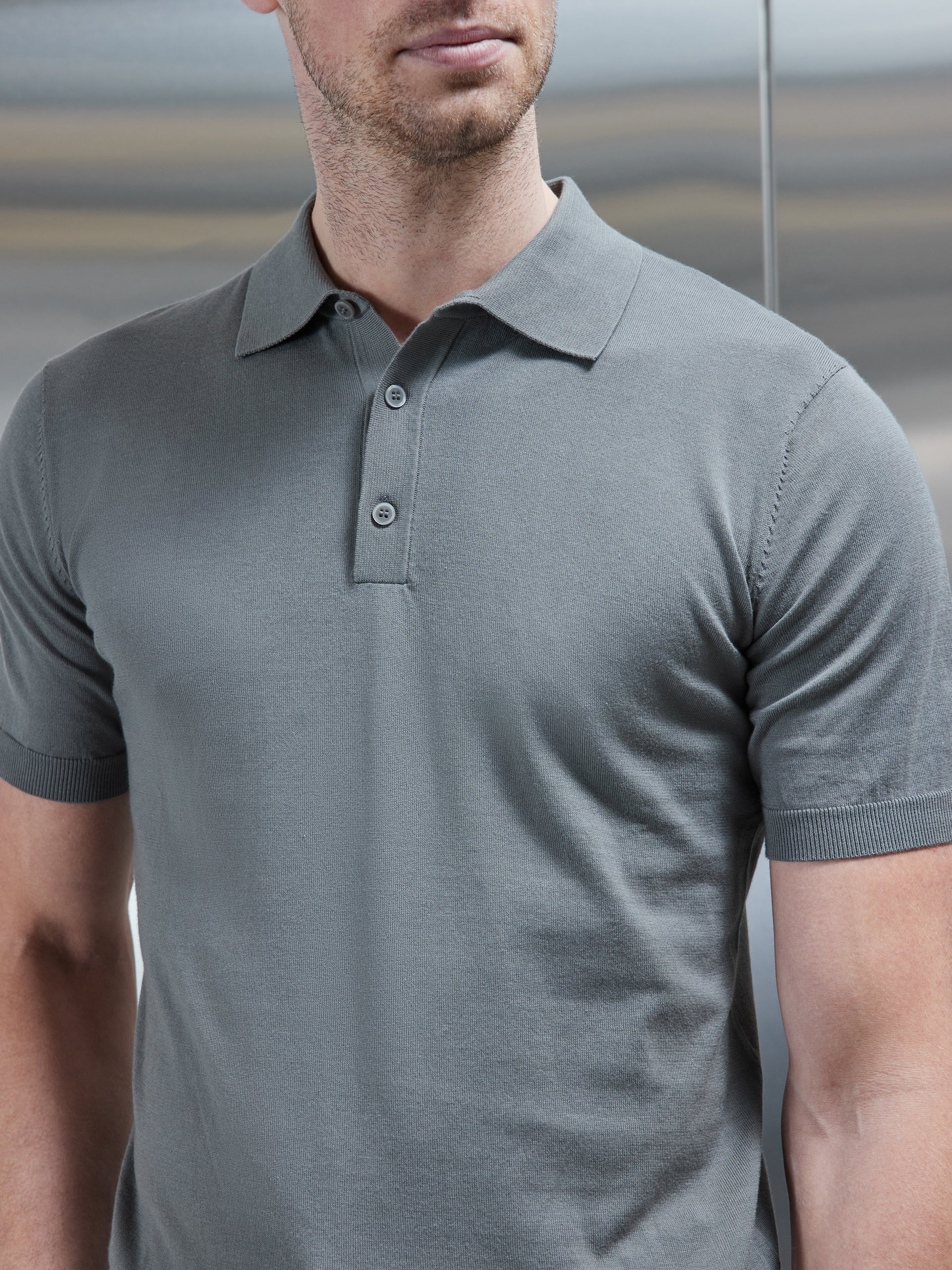 Cotton And Silk Polo Shirt in Sage ARNE