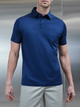 Mercerised Cotton Polo Shirt in Navy