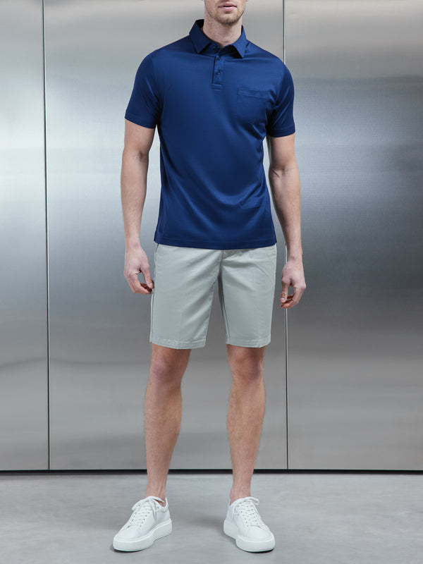 Mercerised Cotton Polo Shirt in Navy