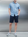 Mercerised Cotton Short Sleeve Shirt in Light Blue